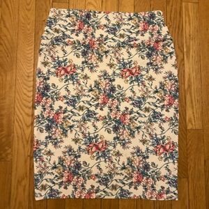 LuLaRoe Garden Floral Print Stretchy Cassie Pencil Skirt Size L